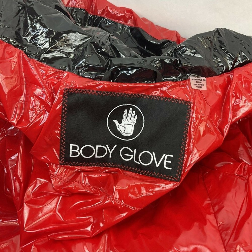 Body Glove Coat Womens Sz XS Down Puffer Parka Red Black Wet Look Msrp $350 Nwt - Picture 6 of 12